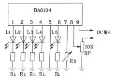 ƽһʽĵӵѹڲźŵƽͲ˥ȣ̶еѹƽ͹ʵƽ֡ Ϊһ LED ƽɵ·ͼ õ· BA6104 λ LED ƽɵ·Ӧõ·  BA6104 뼶 PNP Ͼ