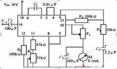 CD4046 ͨõ CMOS ໷ɵ·صǵԴѹΧΪ 3V  18V 迹 ( Լ 100M  ) ̬СƵ f0 Ϊ 10kHz ¹ĽΪ 600  W ΢ ƵʼñָʾƵʵĸߵ͡ R1  47k ̶ 51k 