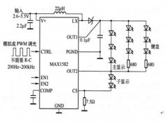 MAX1582 ܹԺ㶨 6 İɫ LED Ϊѵ绰ֳ豸ṩ˫ʾ ( ʹ ) ıͰĹУ׼̡רе˫ѹ (PWM) ת 30V  RDSON  n  MOSFET أ